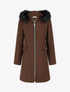 Manteau long à capuche et zip - Marron - 1