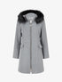 Manteau long à capuche et zip - Gris - 1