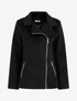 Manteau zippé uni en feutrine - Noir - 1
