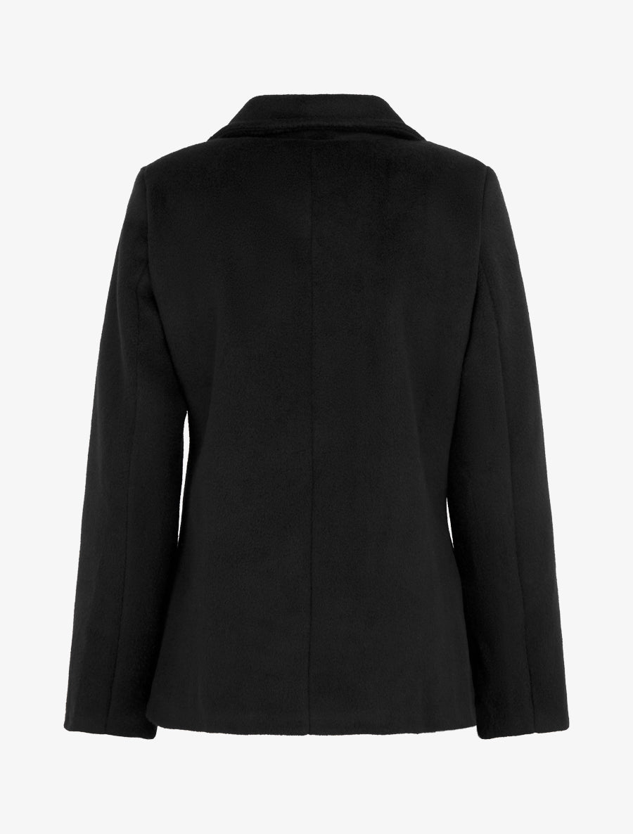 Manteau zippé uni en feutrine - Noir - 2