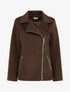 Manteau zippé uni en feutrine - Marron - 1