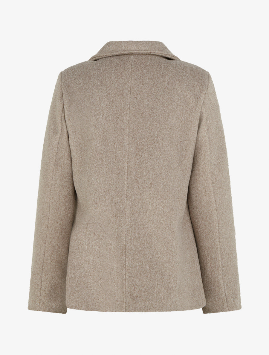 Manteau zippé uni en feutrine - Taupe - 2