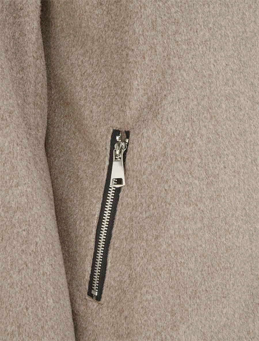 Manteau zippé uni en feutrine - Taupe - 3