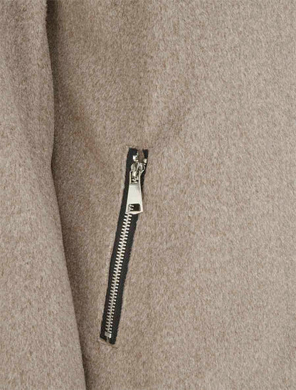 Manteau zippé uni en feutrine - Taupe - 3