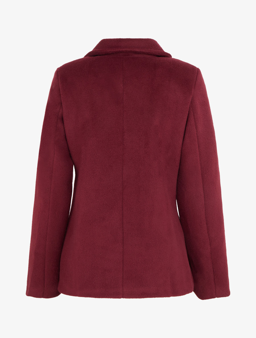 Manteau zippé uni en feutrine - Bordeaux - 2