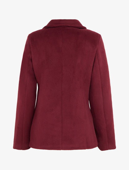 Manteau zippé uni en feutrine - Bordeaux - 2