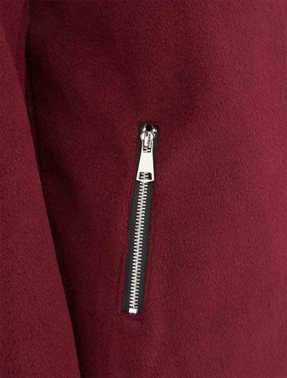 Manteau zippé uni en feutrine - Bordeaux - 3