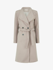 Manteau long cintré à boutons - Taupe - 1