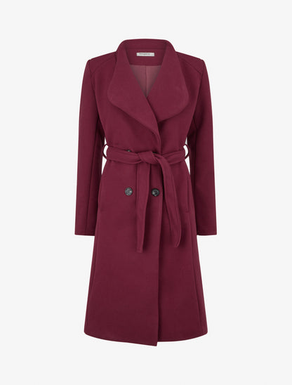 Manteau long cintré à boutons - Bordeaux