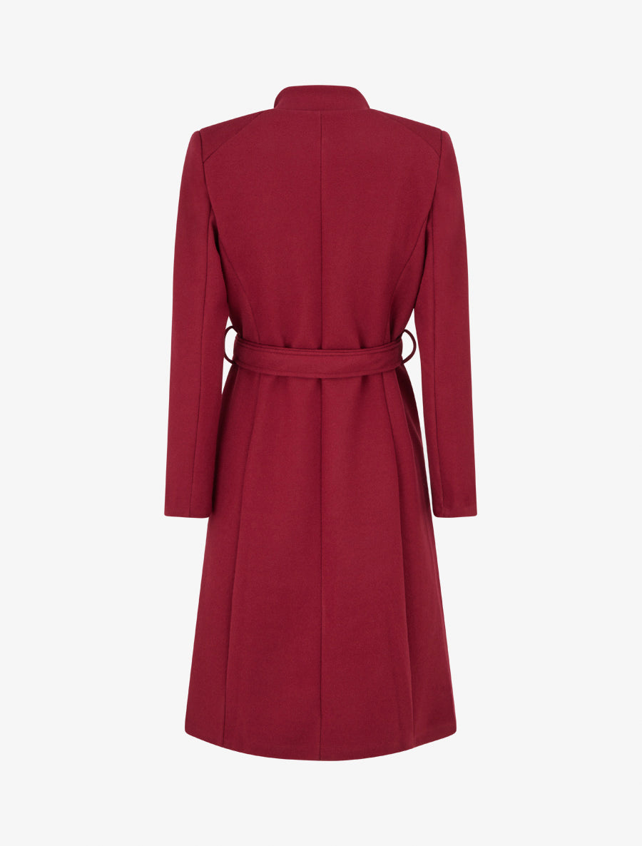 Manteau long cintré à boutons - Bordeaux - 2