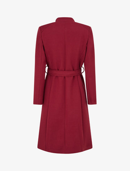 Manteau long cintré à boutons - Bordeaux - 2