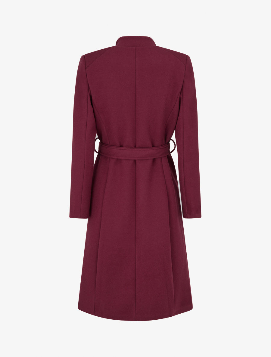 Manteau long cintré à boutons - Bordeaux