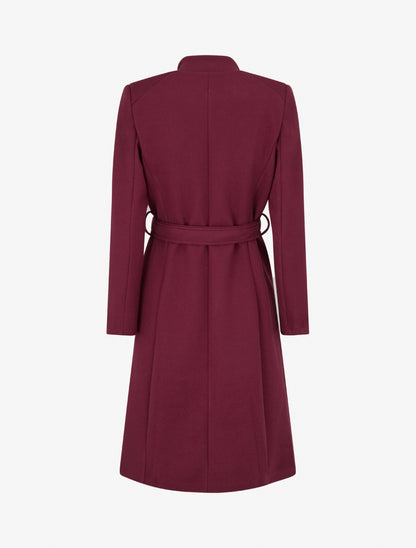 Manteau long cintré à boutons - Bordeaux