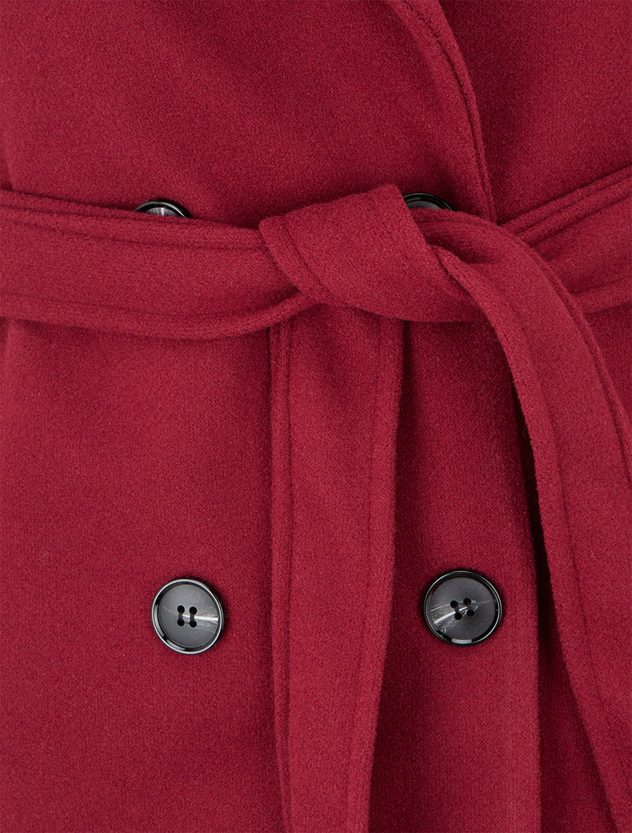 Manteau long cintré à boutons - Bordeaux - 3
