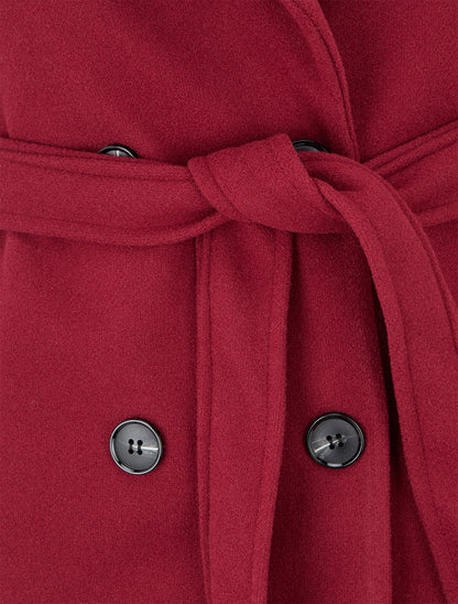 Manteau long cintré à boutons - Bordeaux - 3