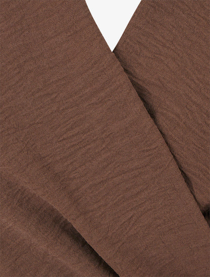 Blouse unie style portefeuille à col cache-coeur - Marron