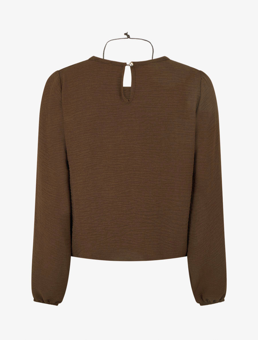 Effen blouse met elastische randen - Bruin