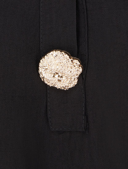Blouse ample à broches métalliques - Noir - 3