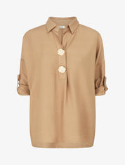 Blouse ample à broches métalliques - Camel - 1