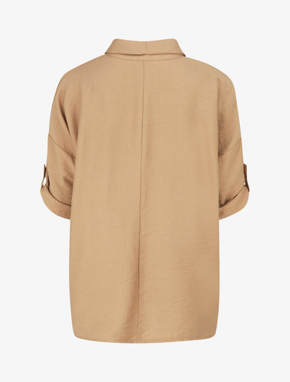 Blouse ample à broches métalliques - Camel - 2