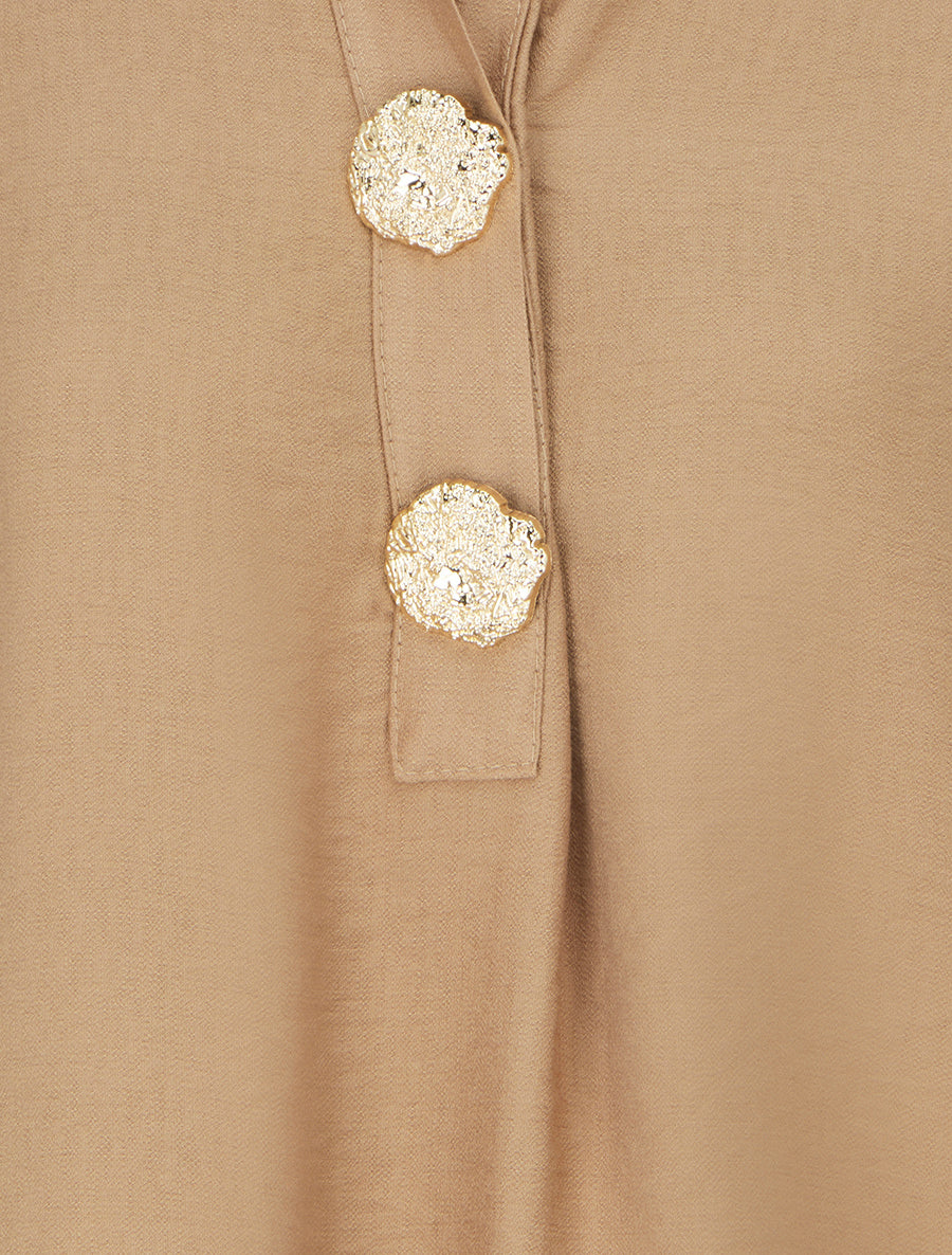 Blouse ample à broches métalliques - Camel - 3