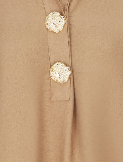 Blouse ample à broches métalliques - Camel - 3