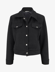 Blouson boutonné à poche à rabat - Noir - 1