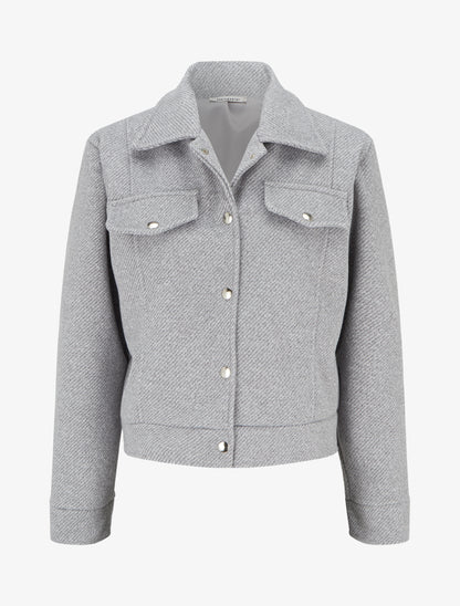 Blouson boutonné à poche à rabat - Gris clair - 1