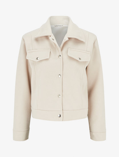 Blouson boutonné à poche à rabat - Beige - 1