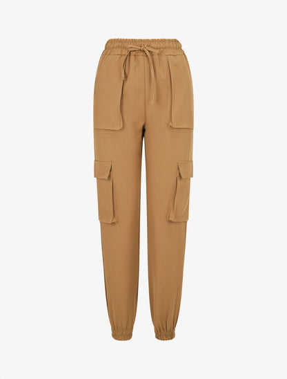 Pantalon cargo uni - Camel - 1