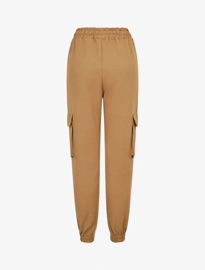 Pantalon cargo uni - Camel - 2