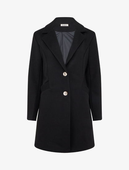 Manteau droit boutonné - Noir - 1