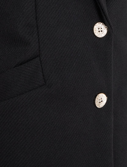 Manteau droit boutonné - Noir - 3