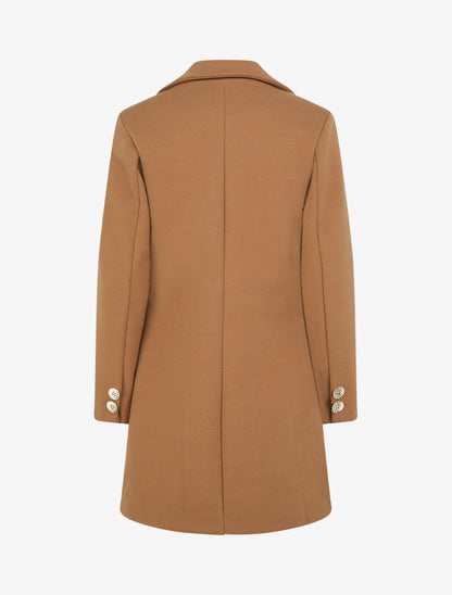 Manteau droit boutonné - Camel - 2