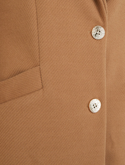 Manteau droit boutonné - Camel - 3