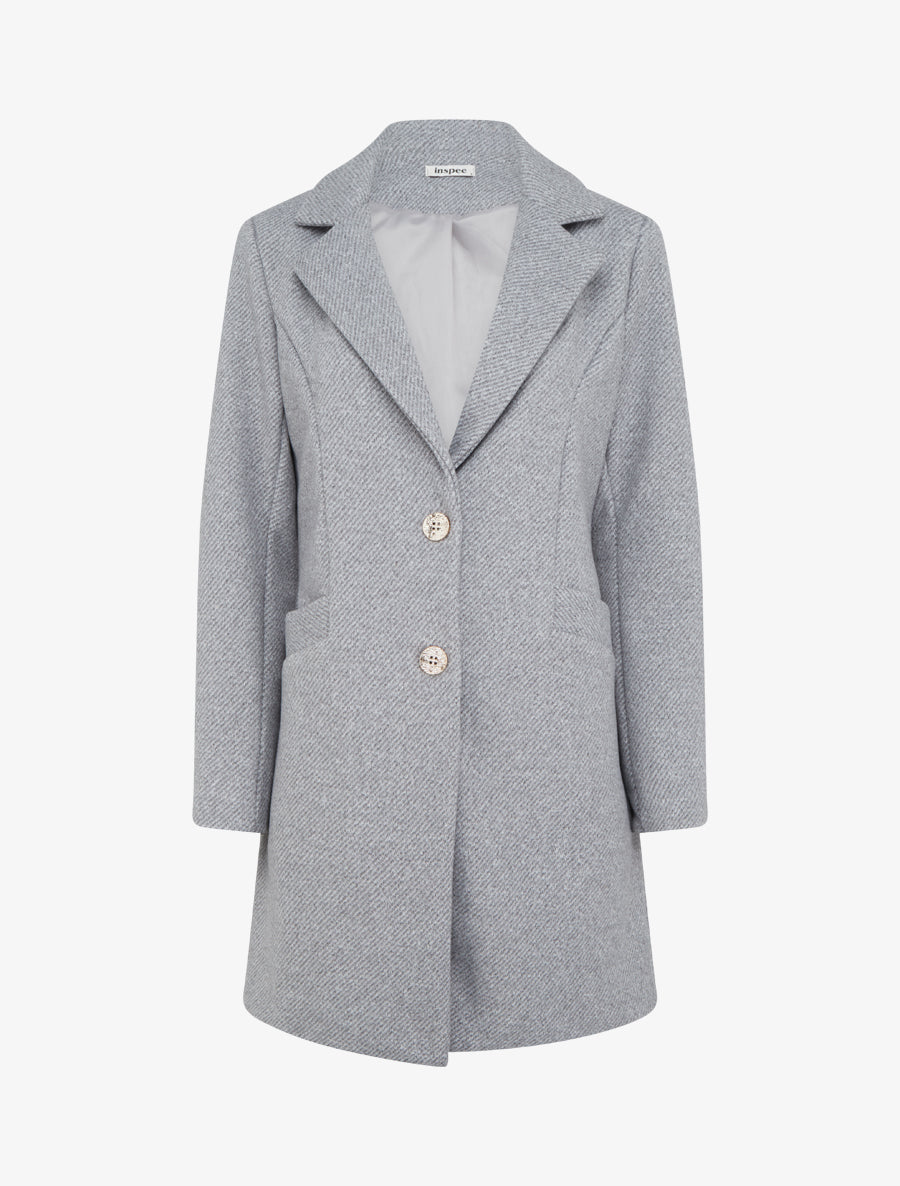 Manteau droit boutonné - Gris clair - 1