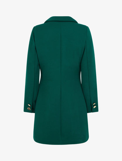 Manteau uni boutonnée à col cranté - Vert sapin - 2