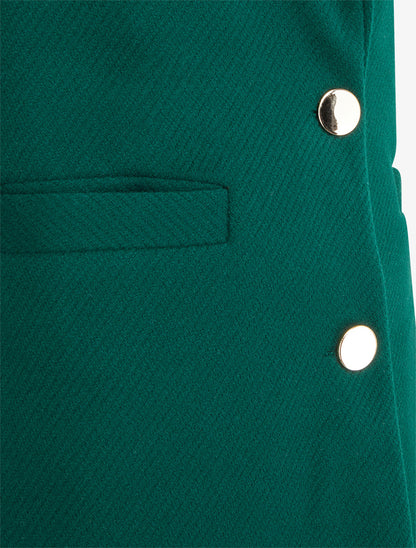 Manteau uni boutonnée à col cranté - Vert sapin - 3