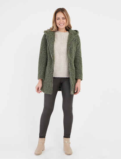 Manteau duveteux à capuche - Kaki