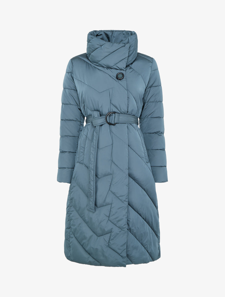 Doudoune longue à col montant - Bleu - 1