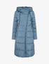 Doudoune longue à capuche et zip en biais - Bleu - 1