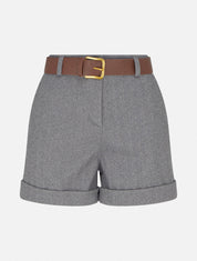 Short à revers imprimé chevron - Gris
