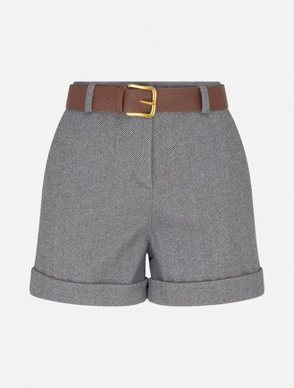 Short à revers imprimé chevron - Gris