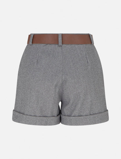 Short à revers imprimé chevron - Gris