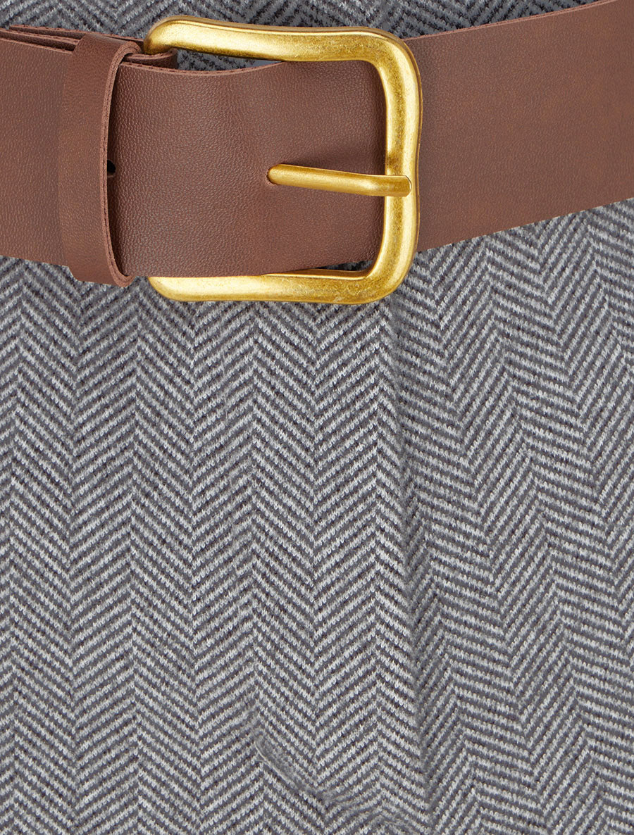 Short à revers imprimé chevron - Gris