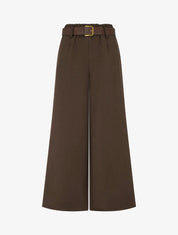Pantalon élastiqué coupe ample - Marron