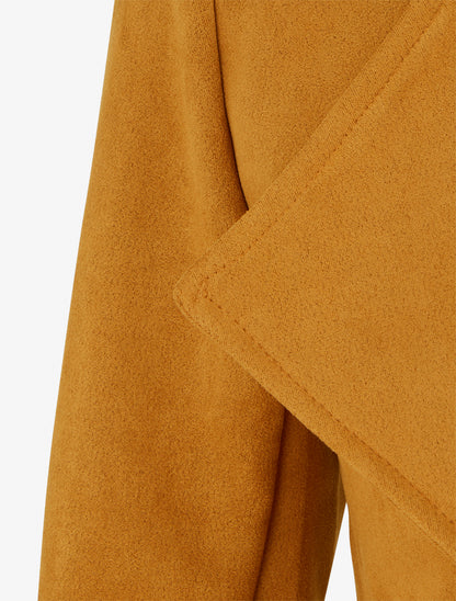 Veste en suédine à poches décoratives zippées - jaune moutarde