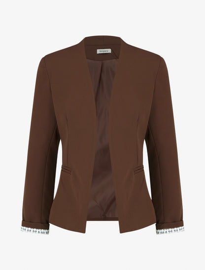 Veste droite à épaulettes - Marron