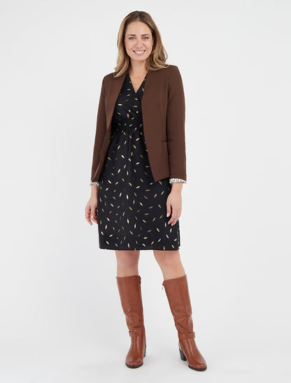 Recht jasje met schoudervullingen - Bruin