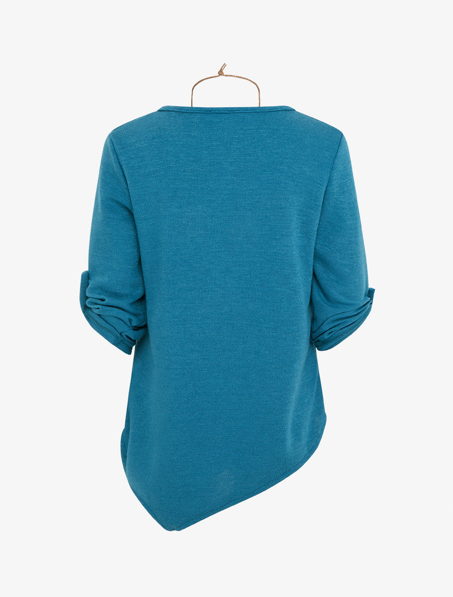 Pull droit à bords asymétriques - Bleu canard - 2